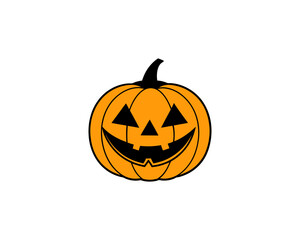 Halloween Pumpkin Vector – Cute Smiling Jack-o'-Lantern Face Vector Illustration for Spooky Fall Decorations.
