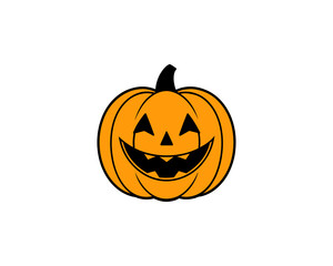 Halloween Pumpkin Vector – Cute Smiling Jack-o'-Lantern Face Vector Illustration for Spooky Fall Decorations.