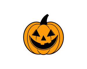 Cute Halloween Pumpkin Vector – Smiling Jack-o'-Lantern Face Illustration for Fall and Trick or Treat Designs.