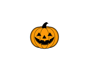 Cute Halloween Pumpkin face Vector – Smiling Jack-o'-Lantern Face Illustration for Fall and Trick or Treat Designs.