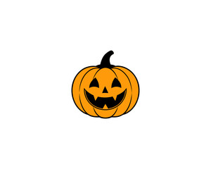 Halloween pumpkin vector illustration – cute jack-o-lantern face, funny cartoon clipart for autumn greeting card designs and holiday design projects.