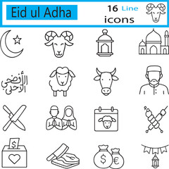 Eid ul Adha Line Art Icons &ndash; Islamic Festival Vector Set