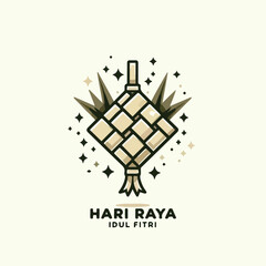 Vector image of Eid al-Fitr greeting with rice cake background