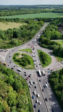 Roundabout in Basingstoke. Hampshire. UK. England. Drone aerial view