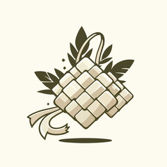 Vector image of Eid al-Fitr greeting with rice cake background