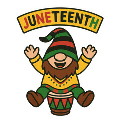 Cheerful gnome celebrating freedom, whimsical character with beard and festive attire, perfect for joyous cultural events. Isolated on white background or PNG