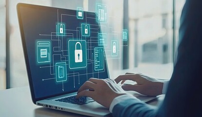 Laptop user, cyber security