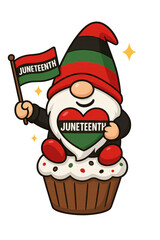 Festive gnome holding a heart, cute character in holiday attire, perfect for winter celebrations and decor. Isolated on white background or PNG