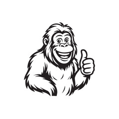 orangutan smiling and giving thumbs up vector
