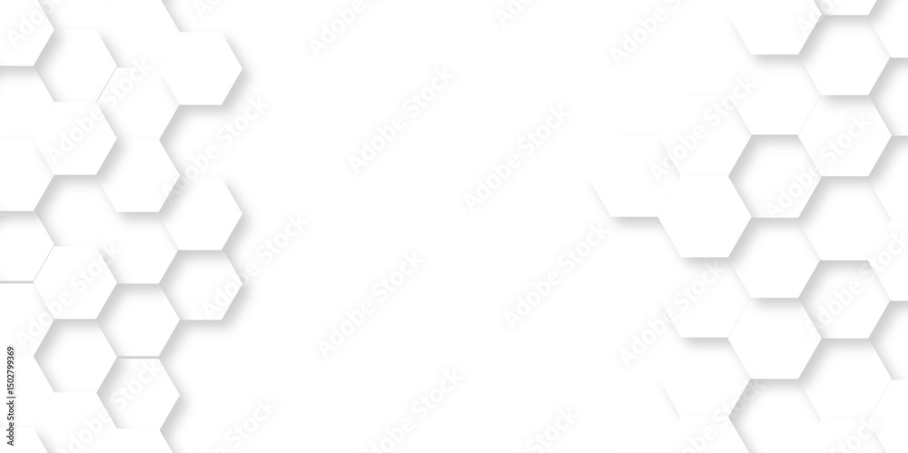 Poster abstract minimal background with white lines hexagonal structure futuristic white background and emb