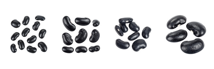 Set of Black Beans isolated on transparent or white background	