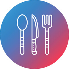 Cutlery Line Gradient Circle Background Icon
