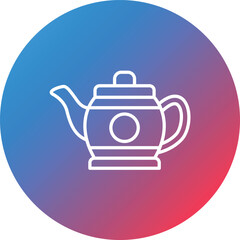 Teapot Line Gradient Circle Background Icon