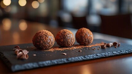 Chocolate Truffles on a Slate Platter