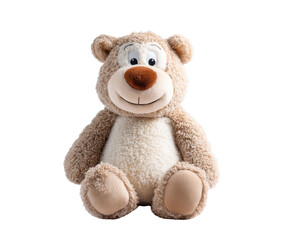 Obraz premium Cute teddy bear plush toy for children's playtime and gifting on a transparent background, cut out