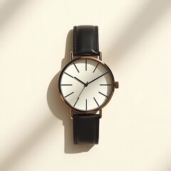 Minimalist watch with black leather strap time piece fashion accessory