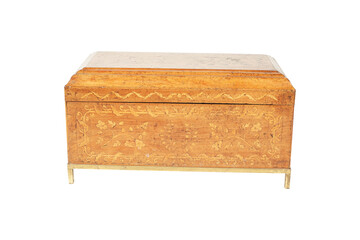 wooden box isolated on white  Antique Grain Painted Blanket Chest