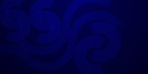 Abstract glowing circle lines on dark blue background. Geometric stripe line art design. Modern shiny blue lines. Futuristic technology concept. Suit for poster. eps 10