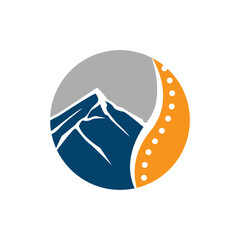 modern chiropractic logo design graphic shilhouette of mountain and spine for spinal care brand vector template illustration