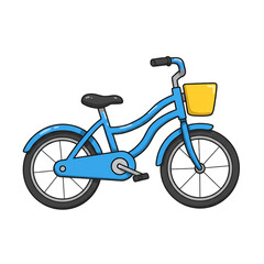 Fototapeta premium Kids' Blue Bike with Basket: Cartoon Illustration