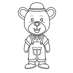 Hand drawn teddy bear vector illustration with jeans on white background. Doodle vector illustration