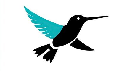 Fototapeta premium Silhouette of a hummingbird in flight.