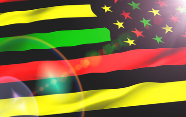 Juneteenth Freedom Day. African heritage . June 19. Celebrate Black Freedom. Flag. 3d illustration