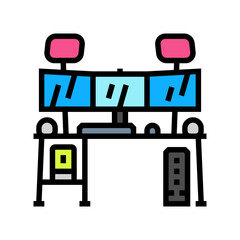 multi screen streaming setup gaming pc color icon vector illustration