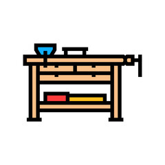 workbench vice clamp garage color icon vector illustration