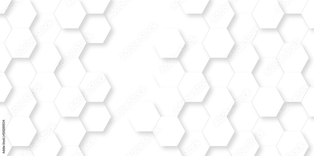 Poster abstract minimal background with white lines hexagonal structure futuristic white background and emb