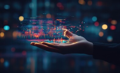 Hand holding digital graph