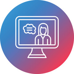 Online Counseling Line Gradient Circle Background Icon