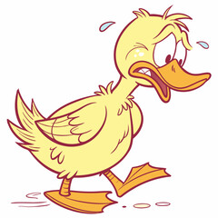 Naklejka premium cartoon duck with a bird