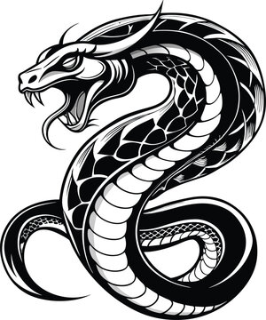 Snake with open mouth logo vector illustration