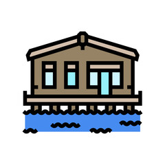 fishing cabin wooden color icon vector illustration