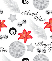 Pattern stylish gray accessories on white background.