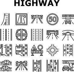 highway road lane icons set vector