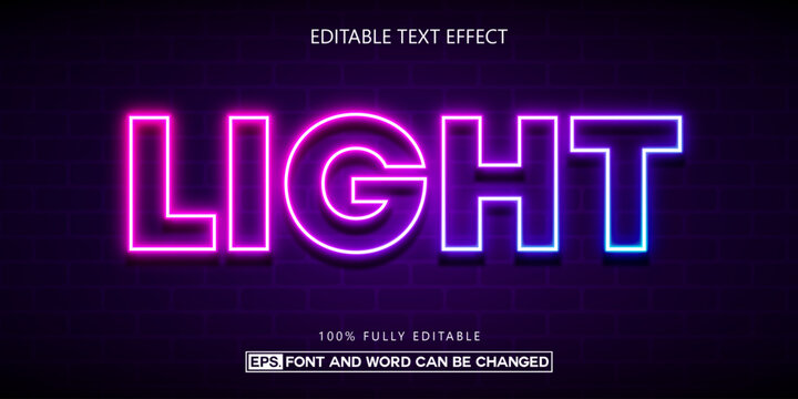 Light neon editable text effects