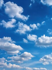 Obraz premium Expansive Sky with Fluffy White Clouds Under Bright Blue Atmosphere on a Clear Day