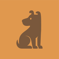 Minimalist Dog Logo Design – Sitting Puppy Silhouette in Brown