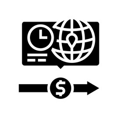 instant cross border payments fintech glyph icon vector illustration