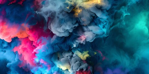 Abstract colorful smoke clouds swirling background