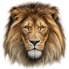Lion's Majestic Gaze: A captivating close-up of a male lion's face, showcasing his striking mane and piercing gaze. The artwork captures the essence of regal power and untamed wilderness.