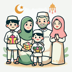 vector image of people celebrating Eid al-Fitr