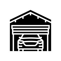 car inside garage glyph icon vector illustration