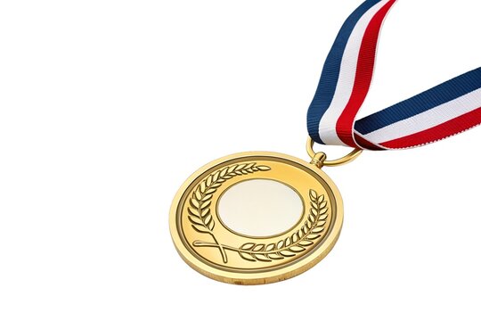 Medal with a white background and a blank space in the middle for writing, branding or logo placement