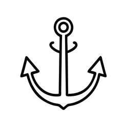 Nautical Anchor Icon Simple Line Art Graphic Design Element