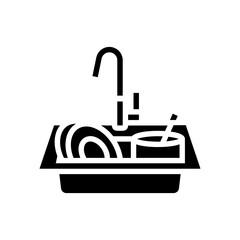 clogged sink glyph icon vector illustration