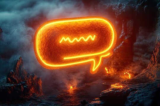 Fiery message in a dark landscape - Powered by Adobe
