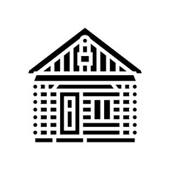 rustic log cabin wooden glyph icon vector illustration